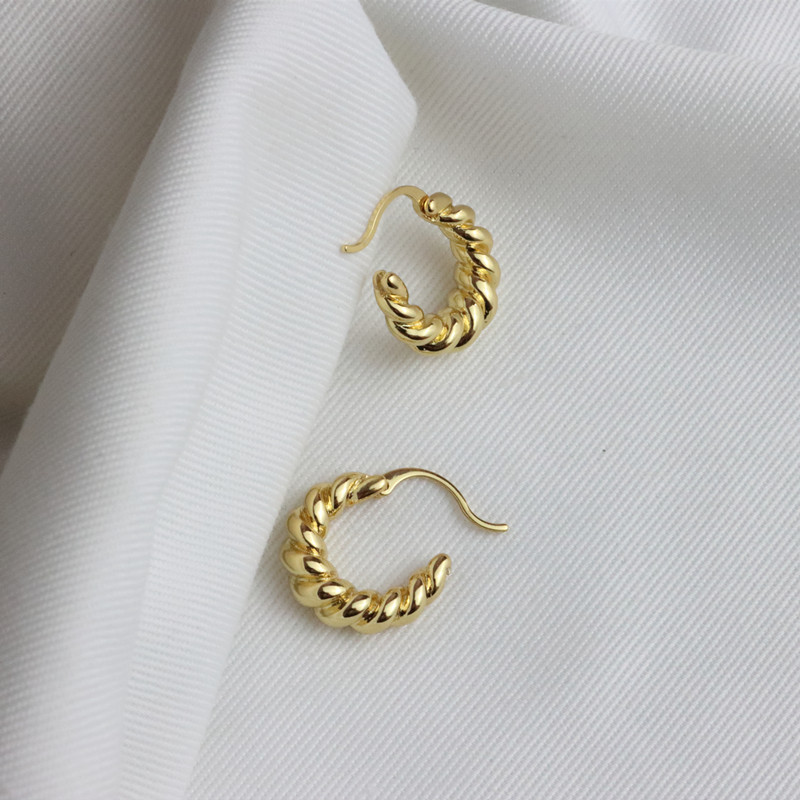Small Twist Hoop Earrings-Blongser