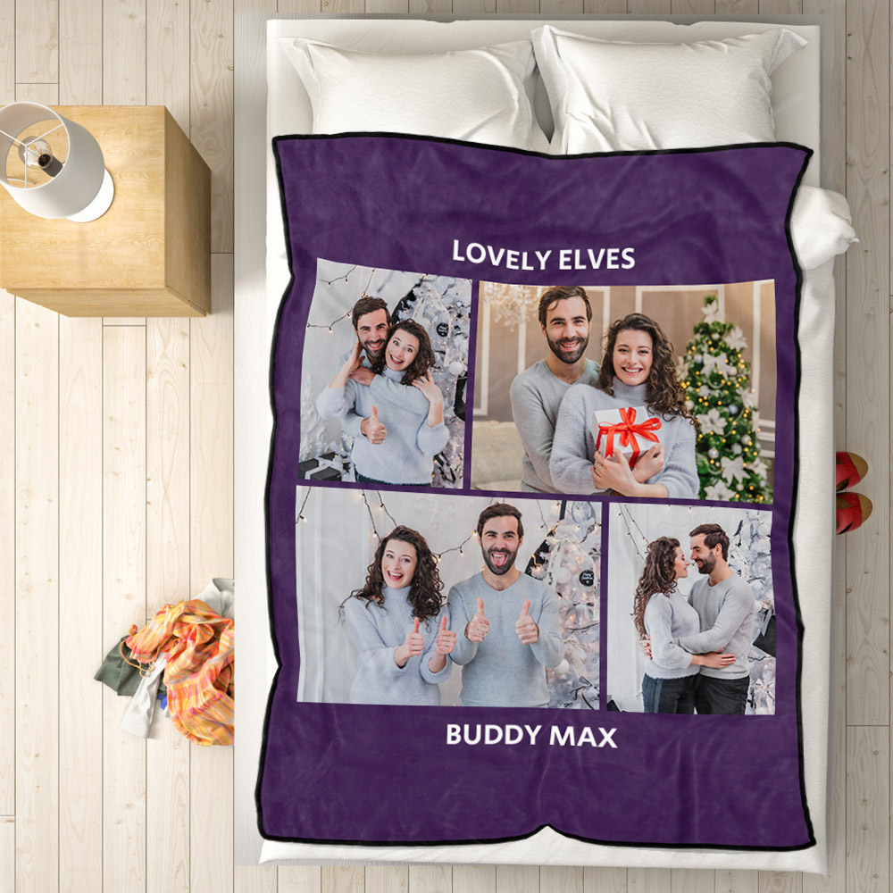 Personalized Hebrew Text Collage Photo Fleece Blanket-Blongser