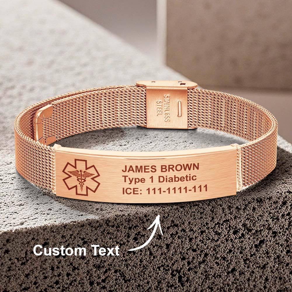 Personalized Emergency Medical Alert ID Bracelet with Text Adjustable Bracelet Gift for Diabetes Epilepsy Autism-Blongser