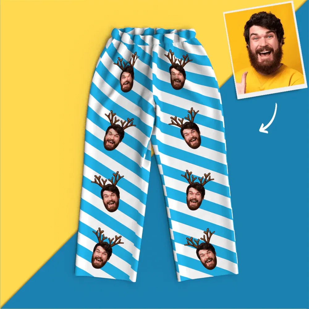 Custom Face Christmas Long Sleeve Pajamas Set Elk-Blongser