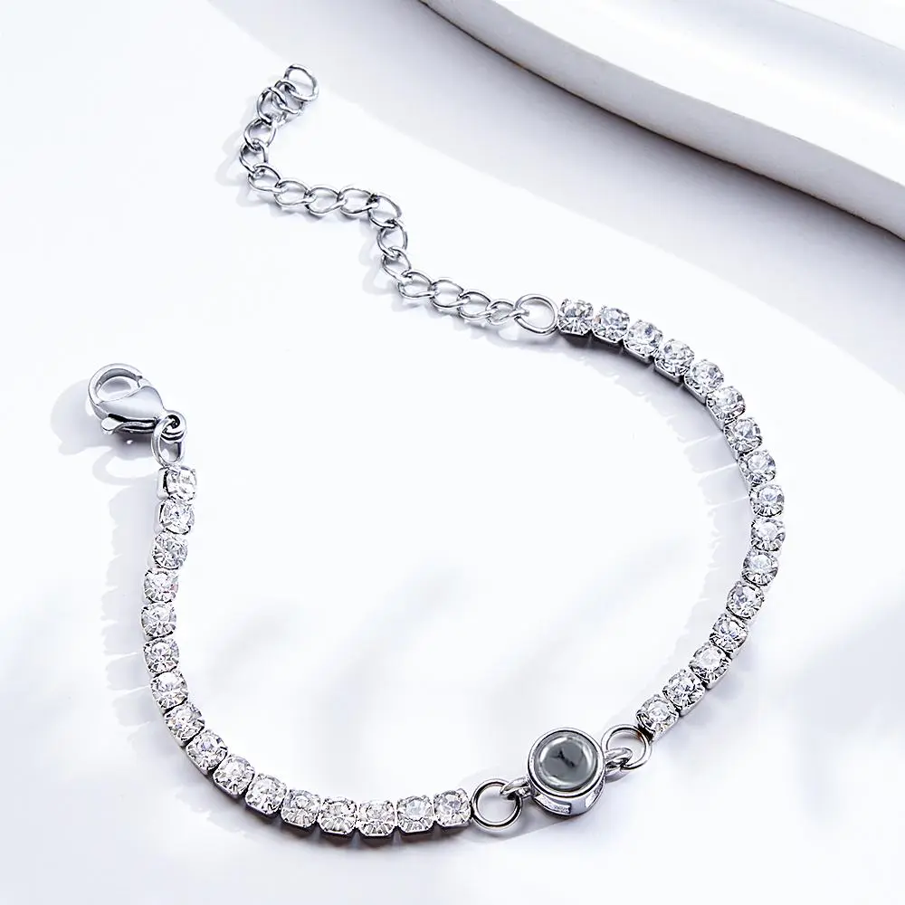 Custom Photo Projection Bracelet Fashionable All Diamonds Bracelet Gifts For Her-Blongser