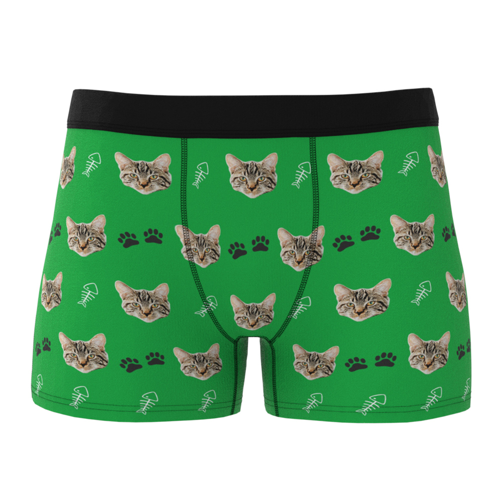 Custom Cat Face Boxer Shorts Men's Boxer Briefs-Blongser