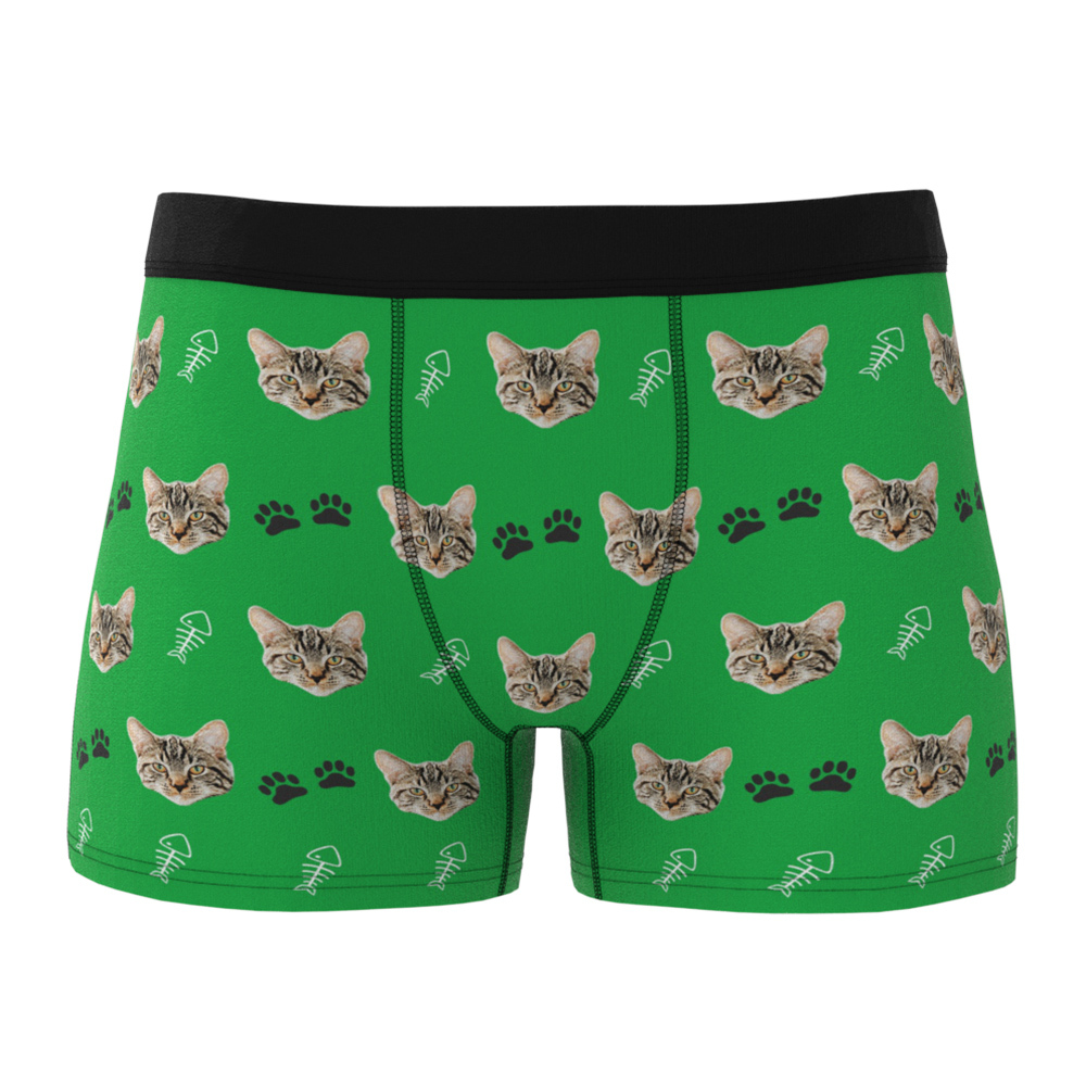 Custom Cat Face Boxer Shorts Men's Boxer Briefs-Blongser