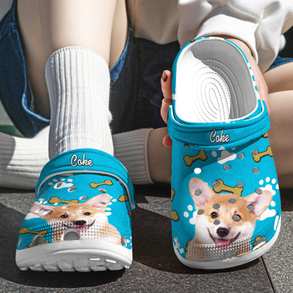 Personalized Pet Face Clogs Slipper with Name Funny Clog Birthday Gift for Pet Lover-Blongser