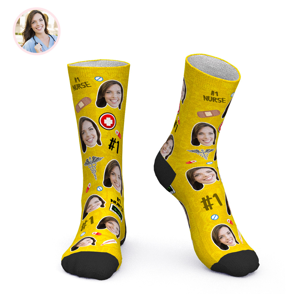 Custom Face Socks Personalized Novelty Nurse Socks-Blongser