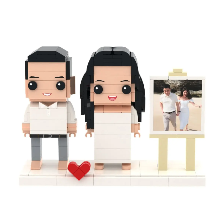 Customizable 2 People Photo Frame Custom Brick Figures Small Particle Block Valentines Day Gift-Blongser