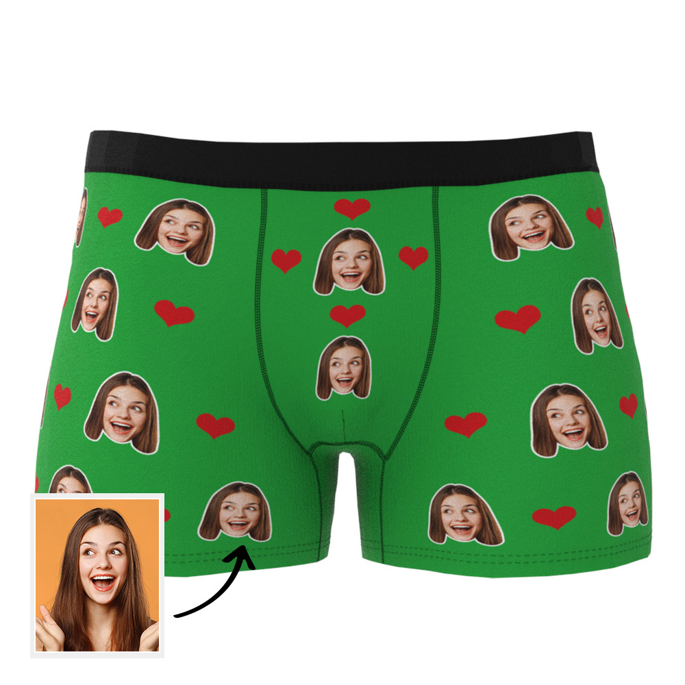 Custom Heart Face Boxer Briefs Men's Underwear-Blongser