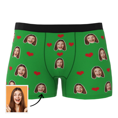 Custom Heart Face Boxer Briefs Men's Underwear-Blongser