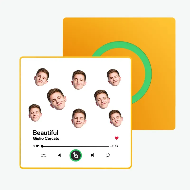 FridgeBeats Framed Custom Music Fridge Magnet Custom Face Colorful Album Fridge Magnet Music Wall Photo Sticker Gift for Couple-Blongser