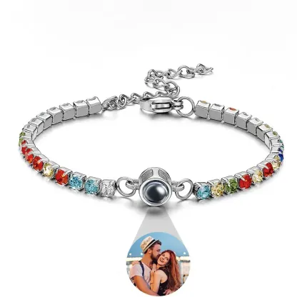Custom Photo Projection Bracelet Fashionable All Diamonds Bracelet Gifts For Her-Blongser