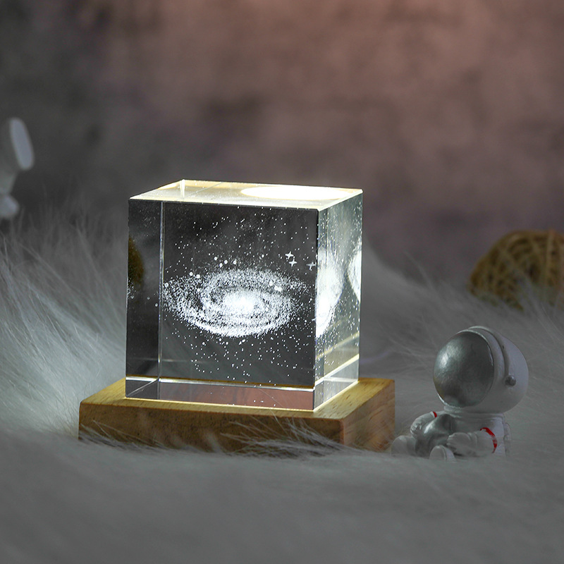 3D Moon Crystal Cube with LED Base-Blongser