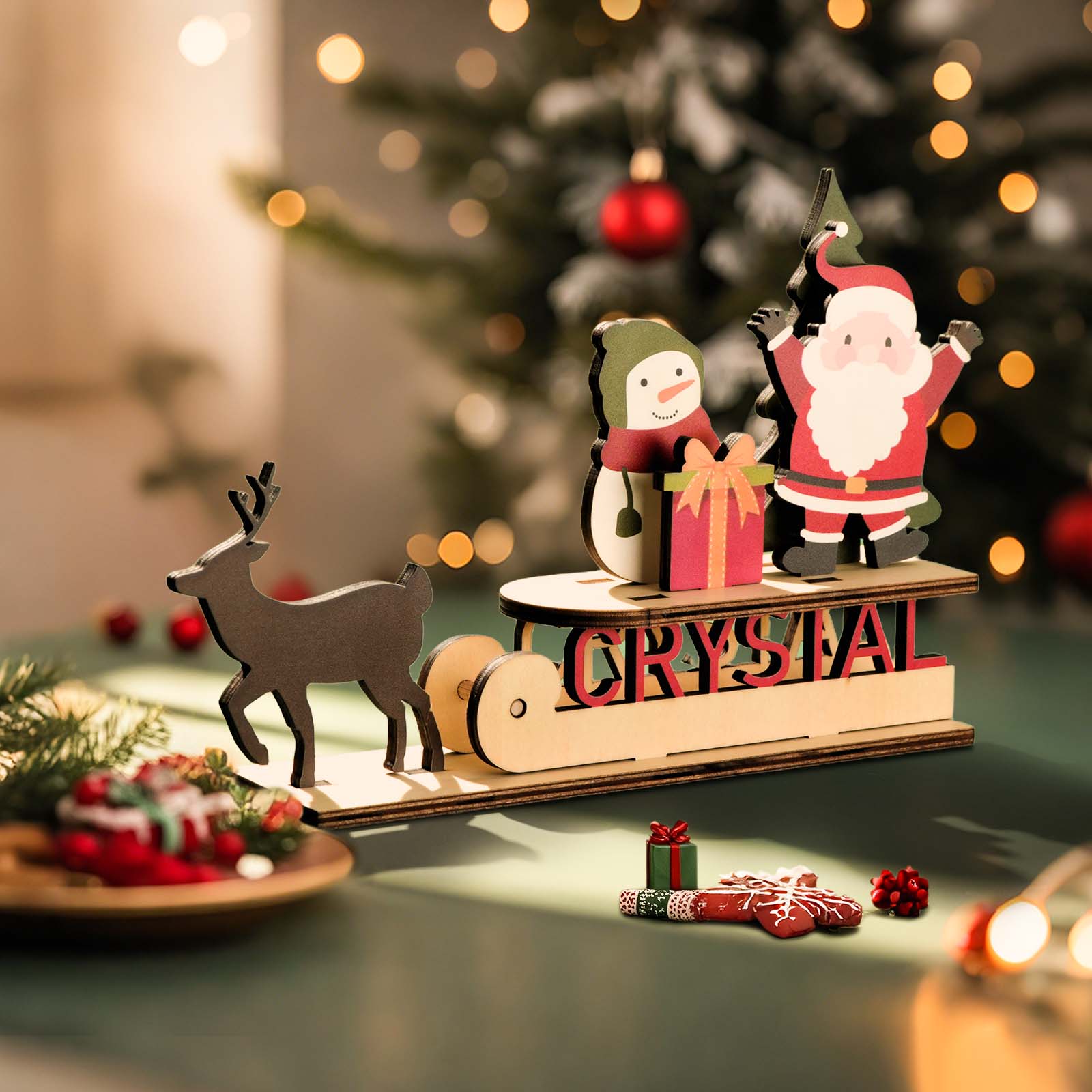 Personalized Christmas Sleigh Wooden Ornaments with Name Christmas Decoration Gift-Blongser
