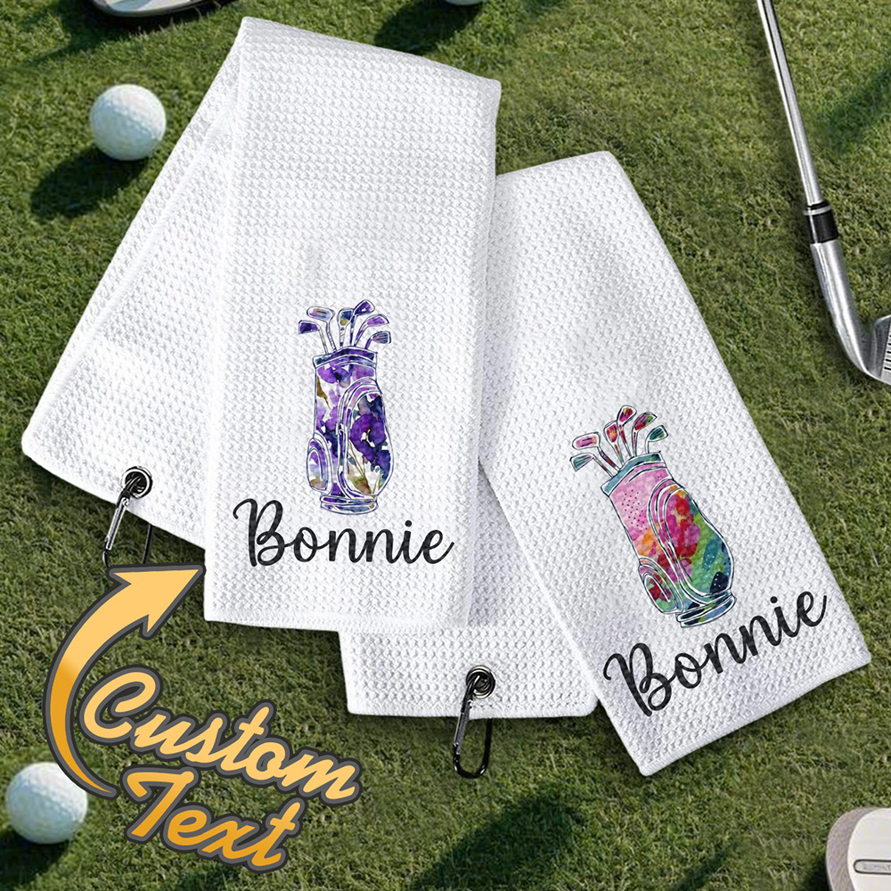 Personalized Golf Towel with Hanging Clip Golfing Clubs Golf Towel Gift for Golf Lovers-Blongser