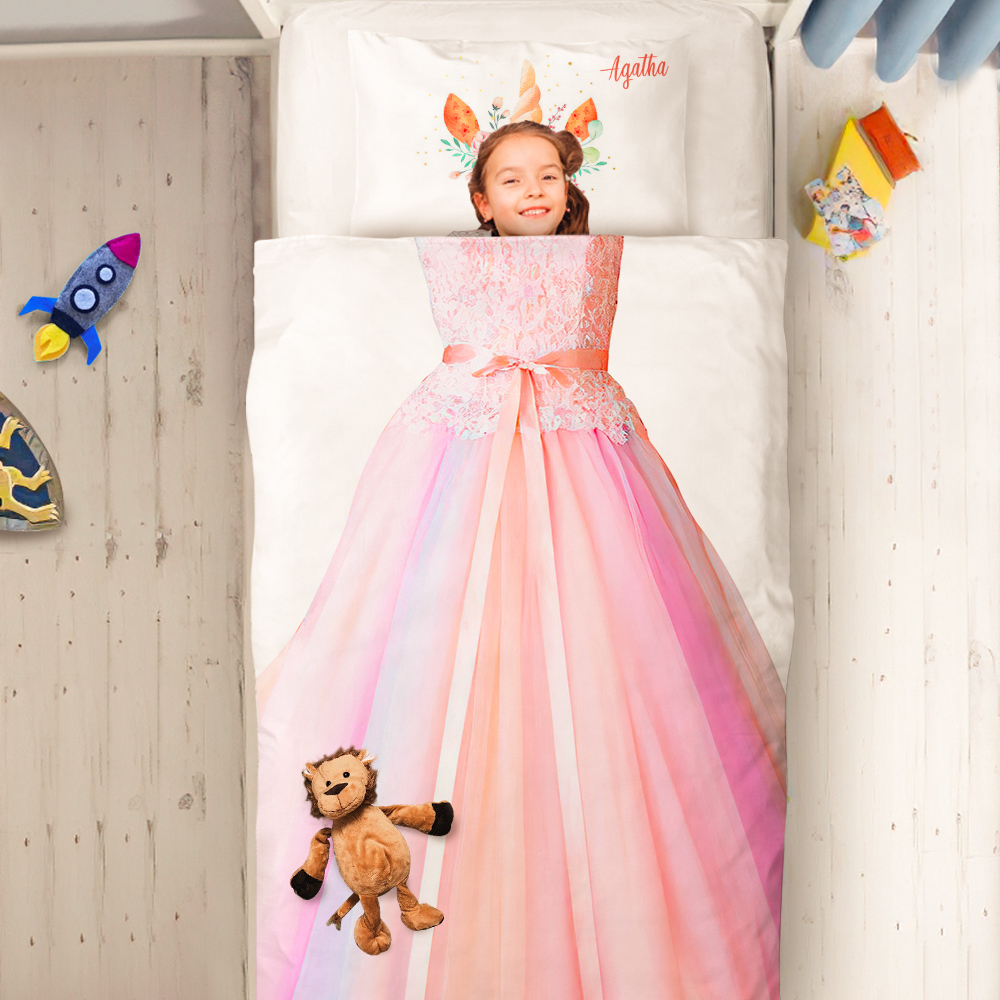 Custom Bedding Set 2 Pieces Princess Girls Duvet Cover Pillowslip with Name-Blongser