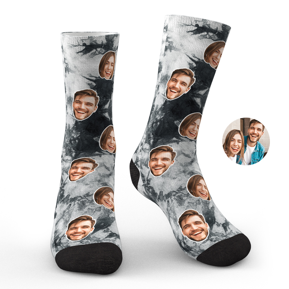 Custom Photo Face Socks Tie Dye Creative Gifts-Blongser