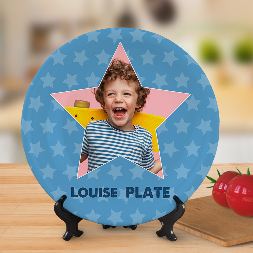 Custom Name Ceramic Souvenir Plate Personalized Star Shape Dinner Plates-Blongser