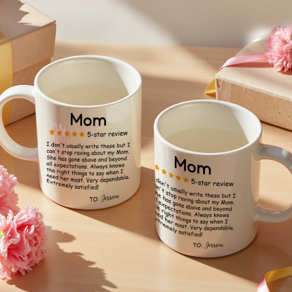 Personalized Five-Star Review Mug with Name Ceramic Coffee Mug Mother's Day Birthday Gift for Mom-Blongser