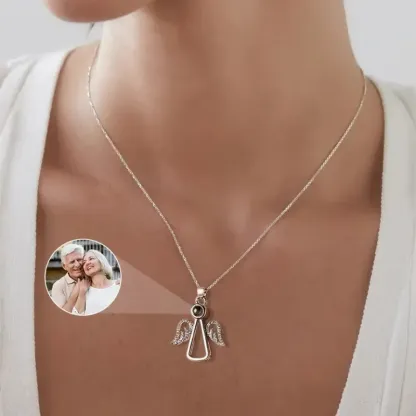 Personalized Photo Projection Necklace Angel Necklace Christmas Gifts-Blongser