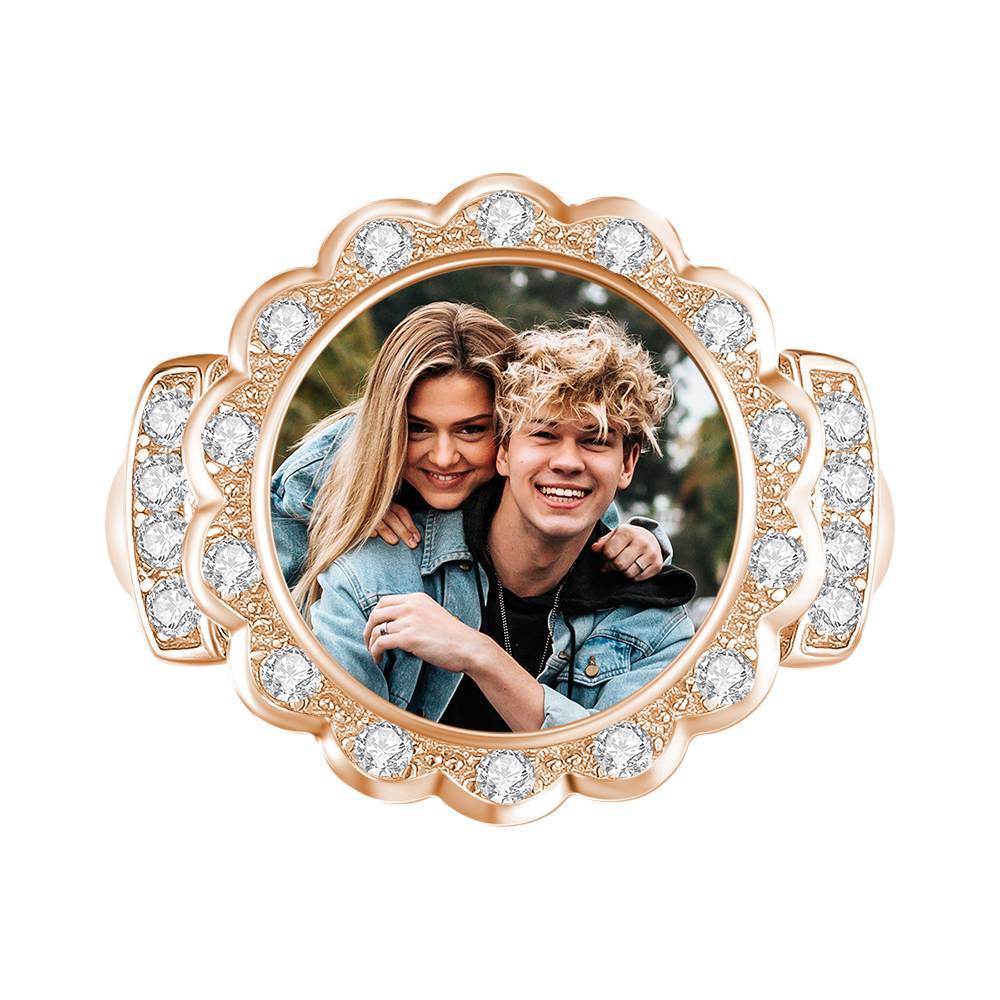 Custom Photo Ring Round Photo with Zircon Mother's Gift-Blongser