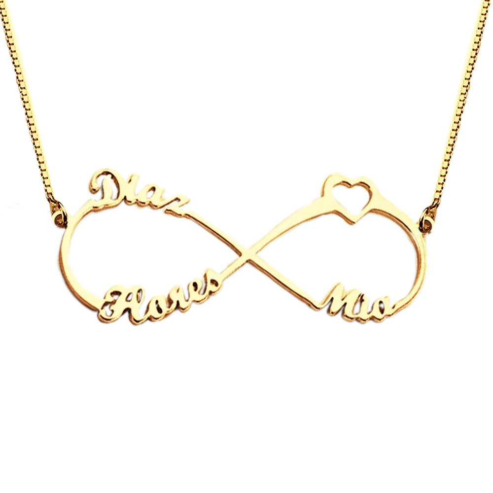 Heart Shape Custom Three Names Infinity Necklace 925 Sterling Silver-Blongser