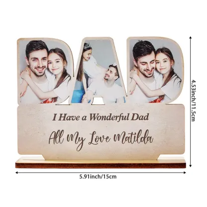 Personalized Dad Wooden Plaque Custom Photo Dad Plaque Ornament Father's Day Gift for Dad-Blongser