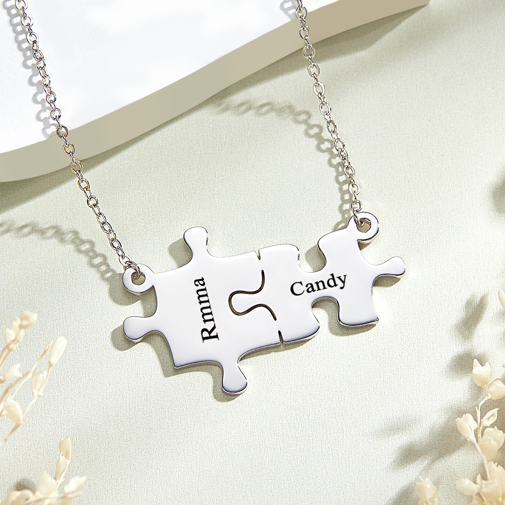Personalized Puzzle Necklace Custom Name Engraved Necklace Jewelry Gift for Her-Blongser