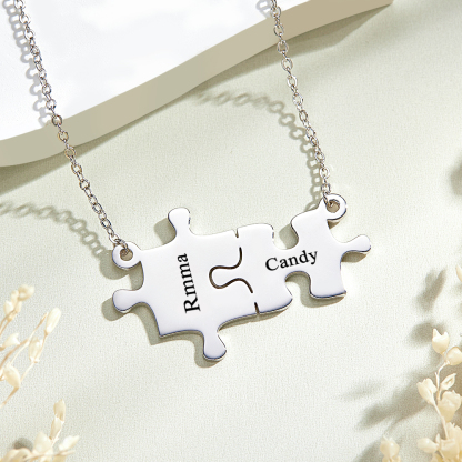 Personalized Puzzle Necklace Custom Name Engraved Necklace Jewelry Gift for Her-Blongser