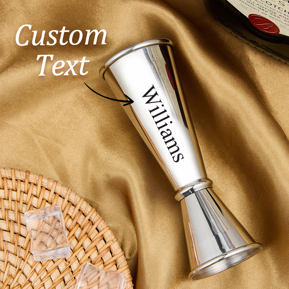 Personalized Engraved Text Stainless Steel Cocktail Jigger Measurements Gift for Bartender-Blongser