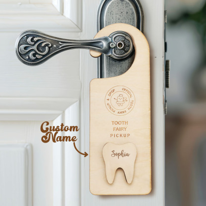 Personalized Wooden Tooth Fairy Door Hanger Teeth Holder Pick Up Box Home Decoration Gift for Kids-Blongser