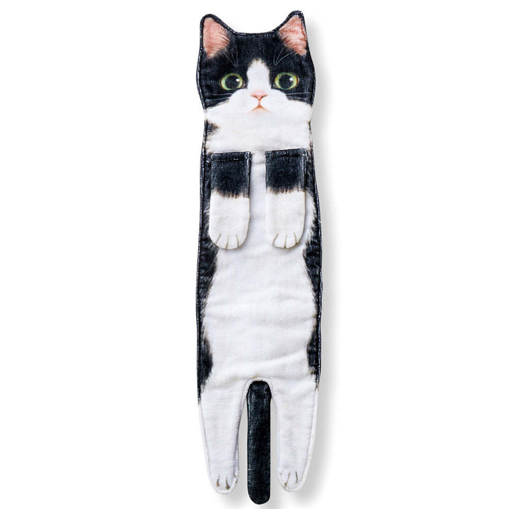 Cute Cat Decor Hanging Face Towels Soft Funny Face Towels Gift for Women Cat Lovers-Blongser
