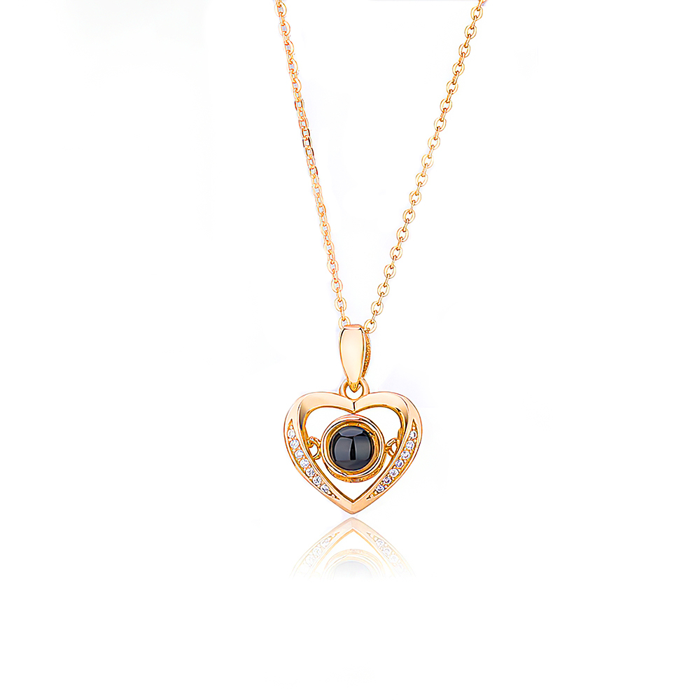 Personalized Heart Projection Necklace with Diamonds-Blongser