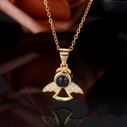 Customized Angel Pendant Photo Projection Necklace 925 Silver-Blongser