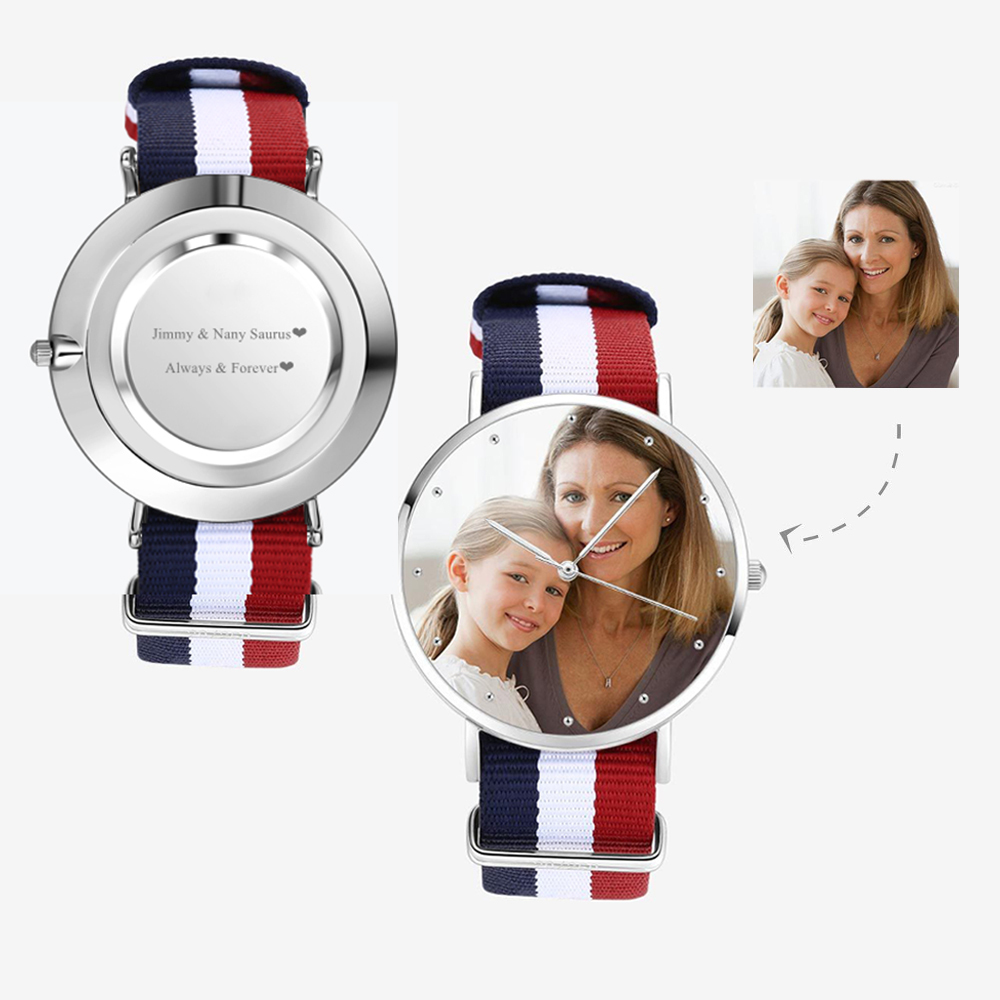Personalised Color Nylon Strap Photo Watch for Men 40mm-Blongser
