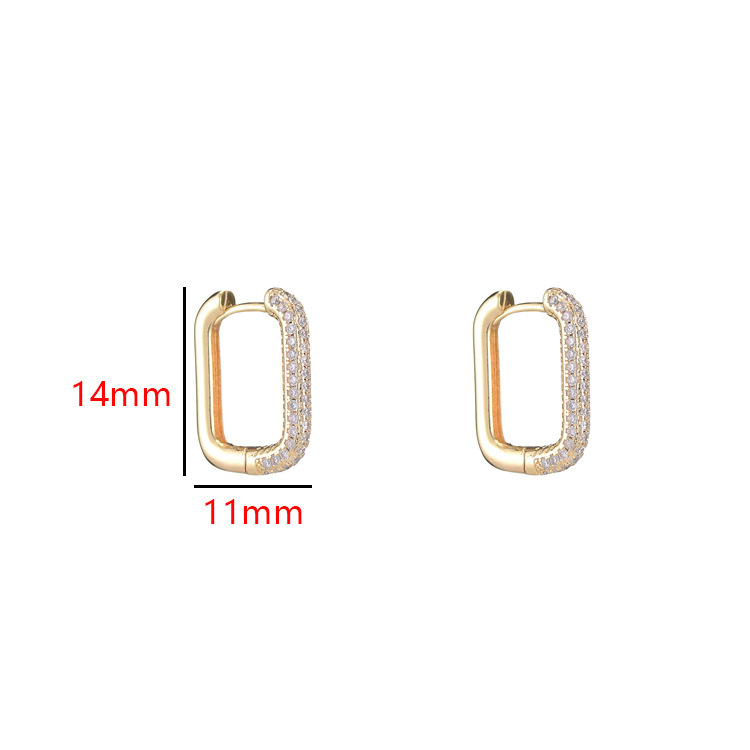 Geometric Rectangle Earrings Zircon Ear Buckle-Blongser