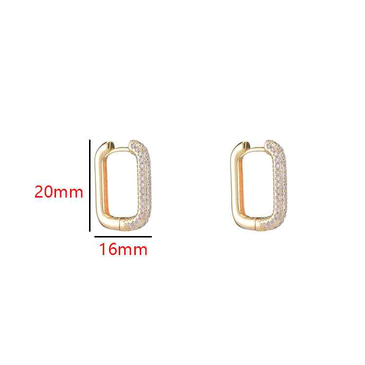 Geometric Rectangle Earrings Zircon Ear Buckle-Blongser
