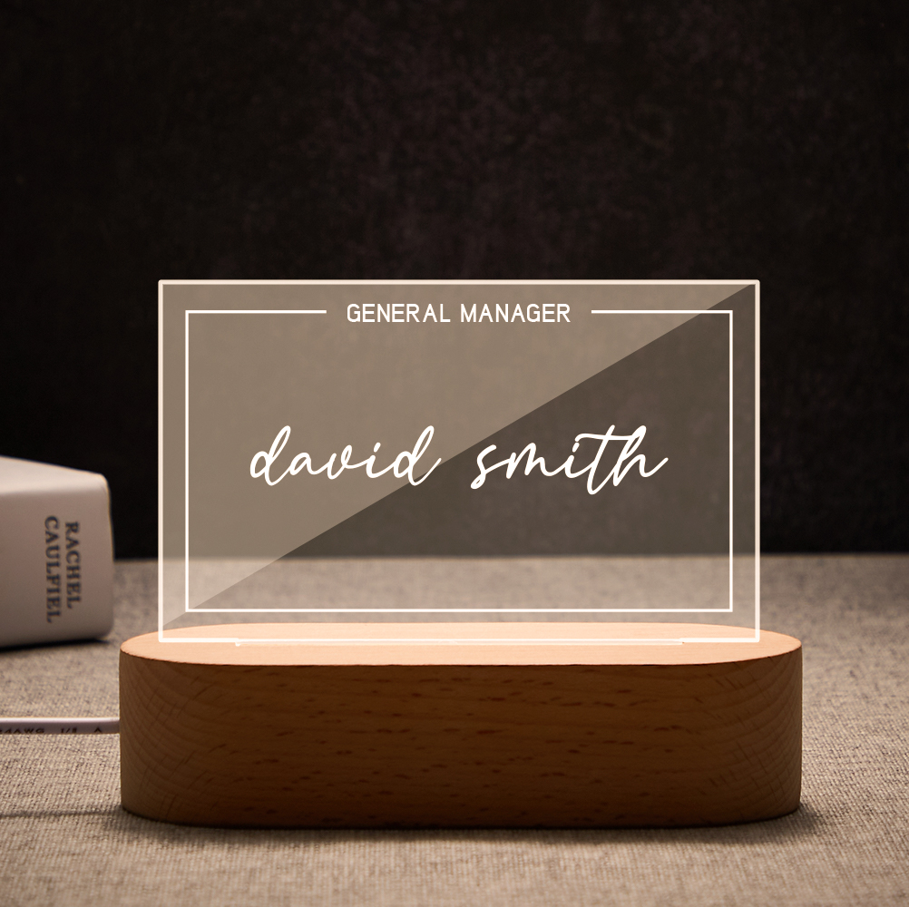 Personalized Name Sign Lights Custom Office Position Plaque Night Light-Blongser