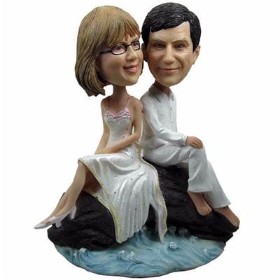Near Beach Wedding Custom Bobblehead With Engraved Text-Blongser