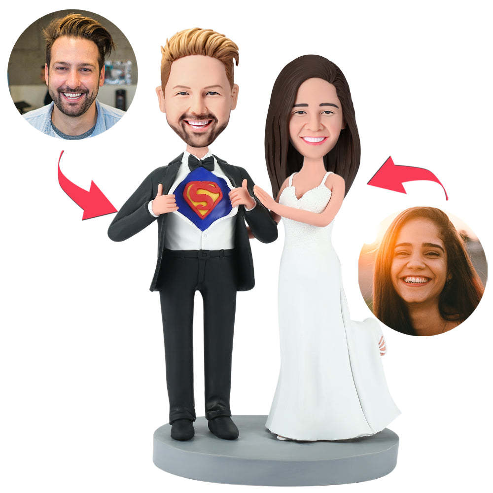 Wedding Superman Popular Custom Bobblehead With Engraved Text-Blongser