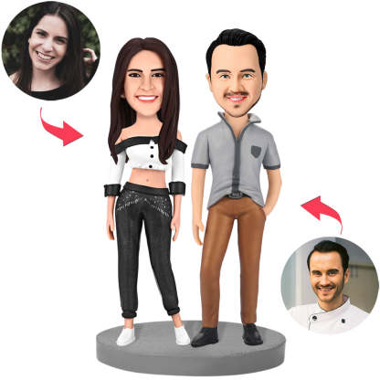 Modern Sexy Couple Custom Bobblehead With Engraved Text-Blongser