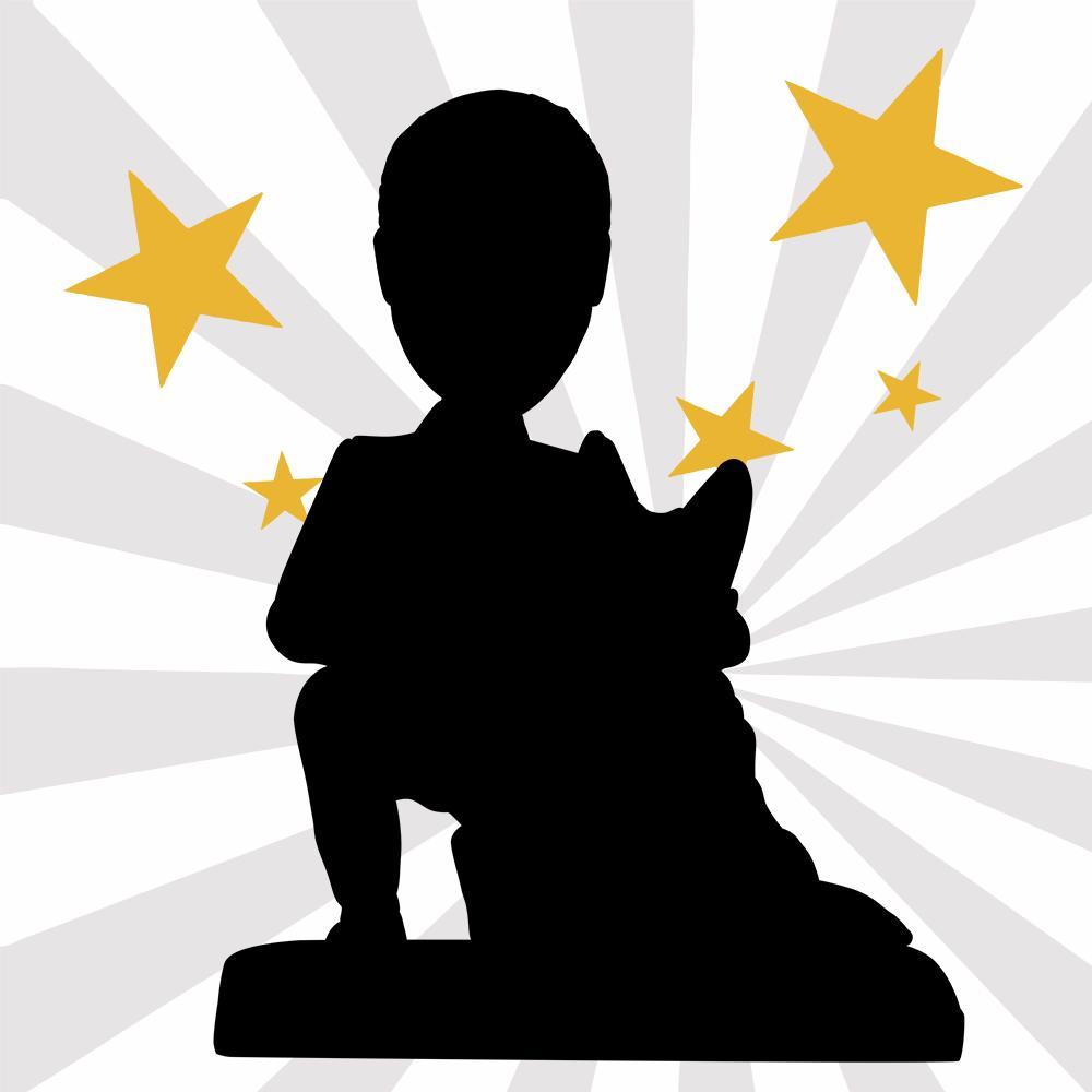 Fully Customizable Man or Women and Pet Custom Bobblehead With Engraved Text-Blongser