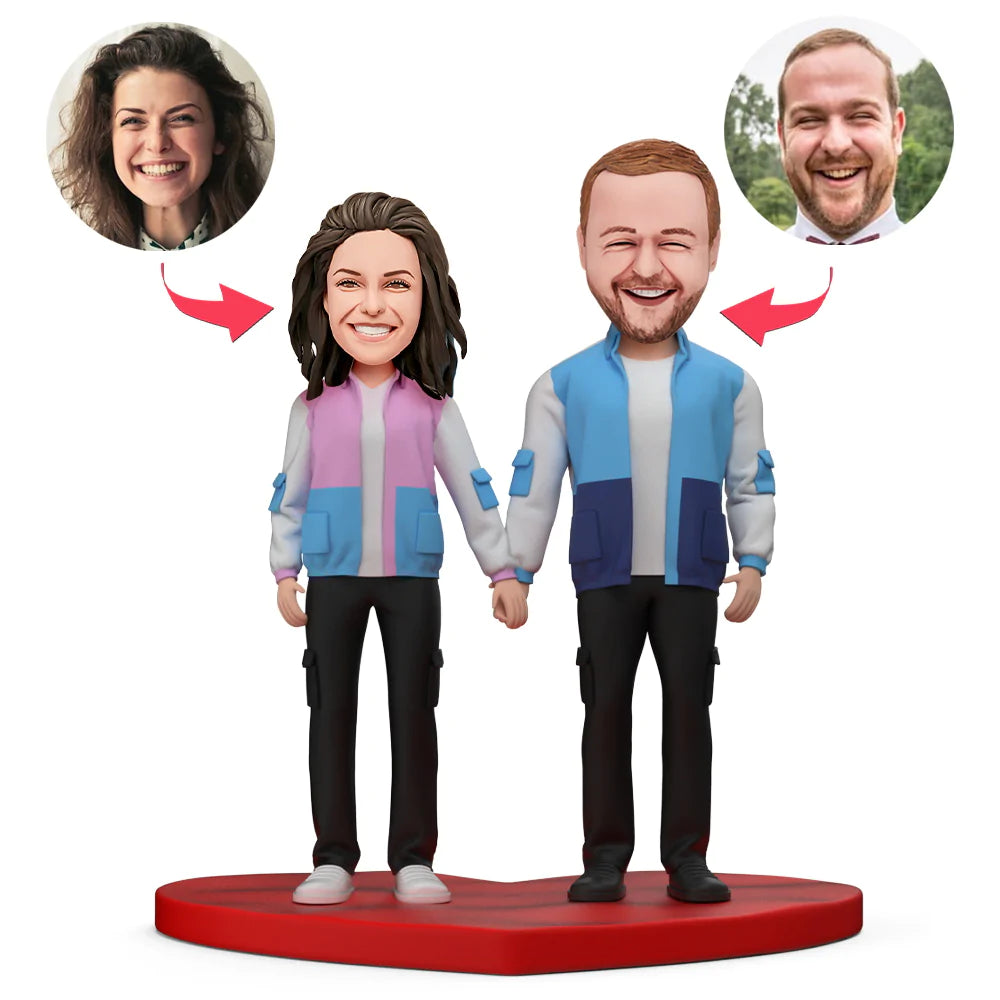 Sports Style Couple's Casual Jacket Custom Bobblehead with Engraved Text-Blongser