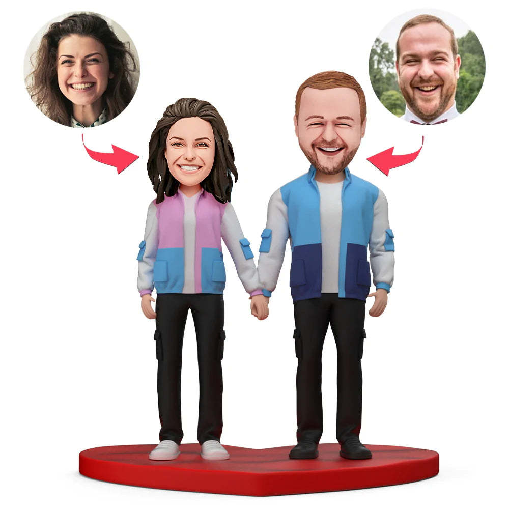 Sports Style Couple's Casual Jacket Custom Bobblehead with Engraved Text-Blongser