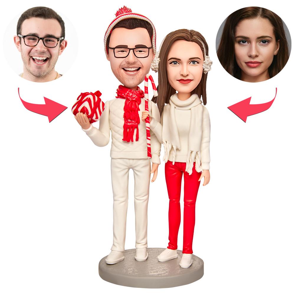 Christmas Gift Happy Couple Custom Bobblehead with Engraved Text-Blongser