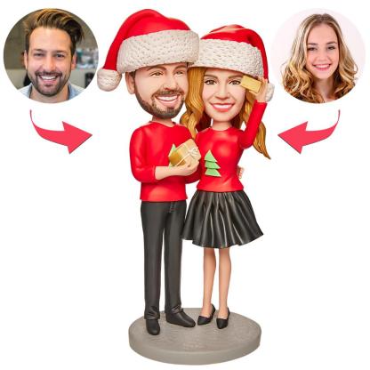 Christmas Gift Couples Taking Photos Custom Bobblehead with Engraved Text-Blongser