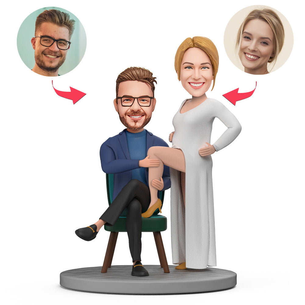 Valentines Gift Pregnant Woman Funny Custom Bobblehead with Engraved Text-Blongser