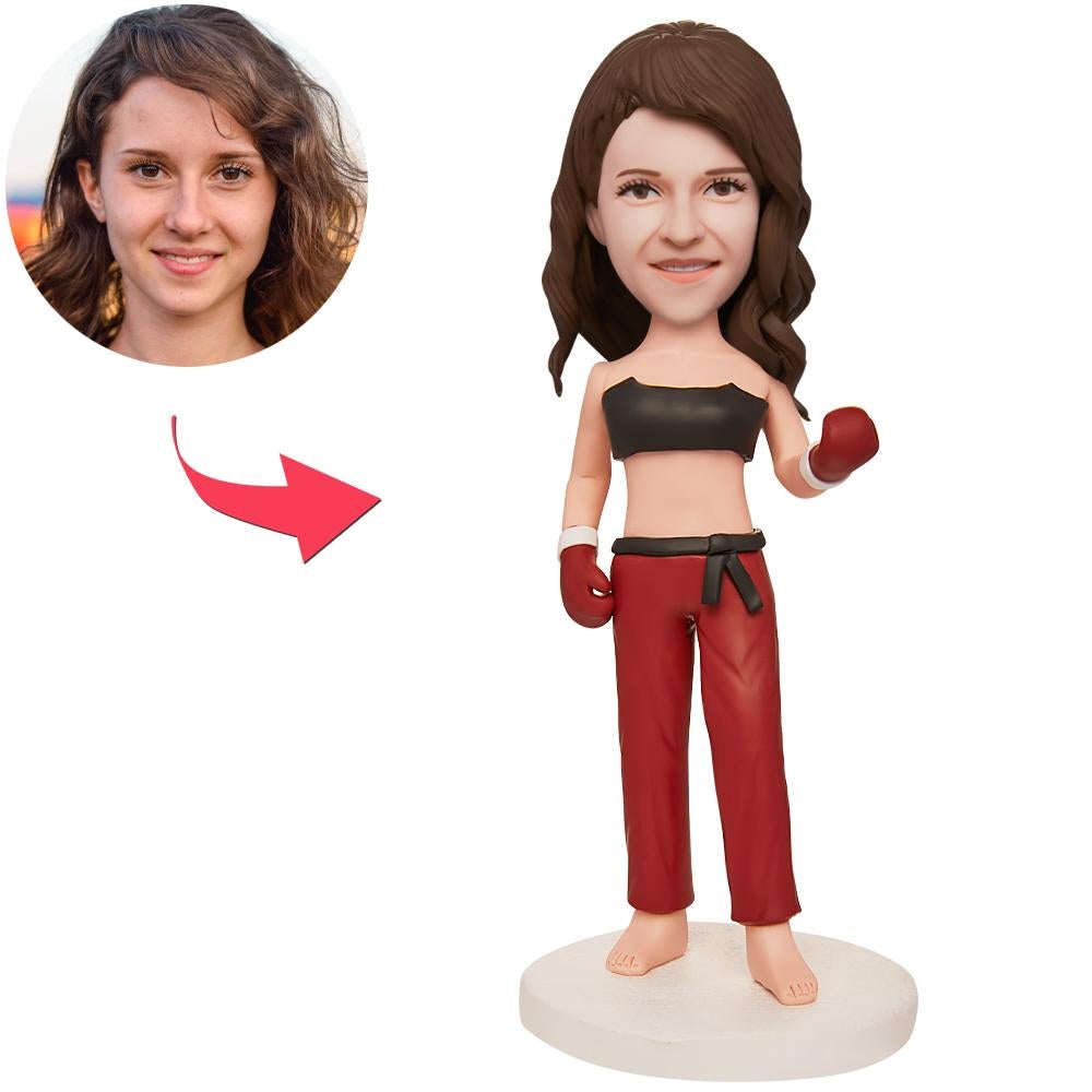 Female Boxer Custom Bobblehead With Engraved Text-Blongser