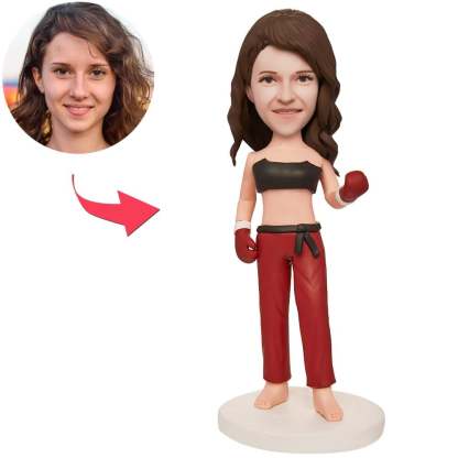 Female Boxer Custom Bobblehead With Engraved Text-Blongser