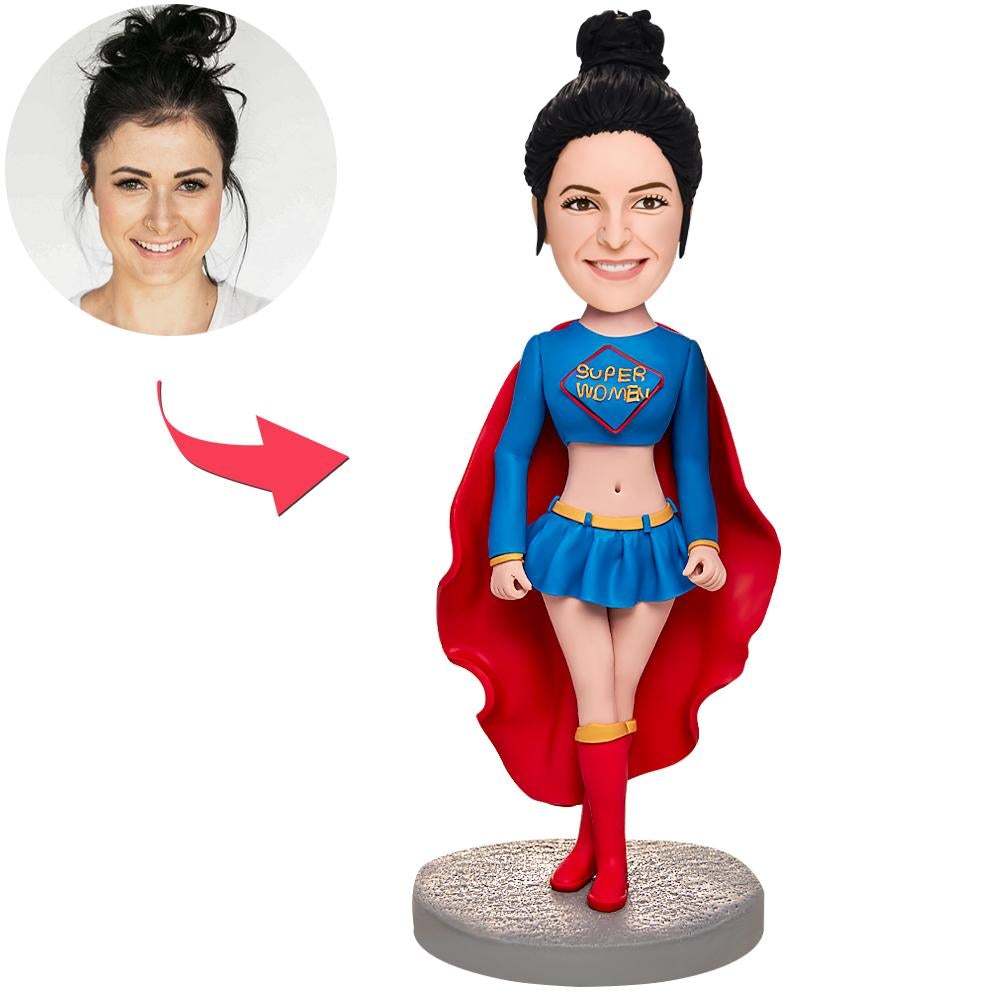 Sexy Superman Girl Custom Bobbleheads With Engraved Text-Blongser