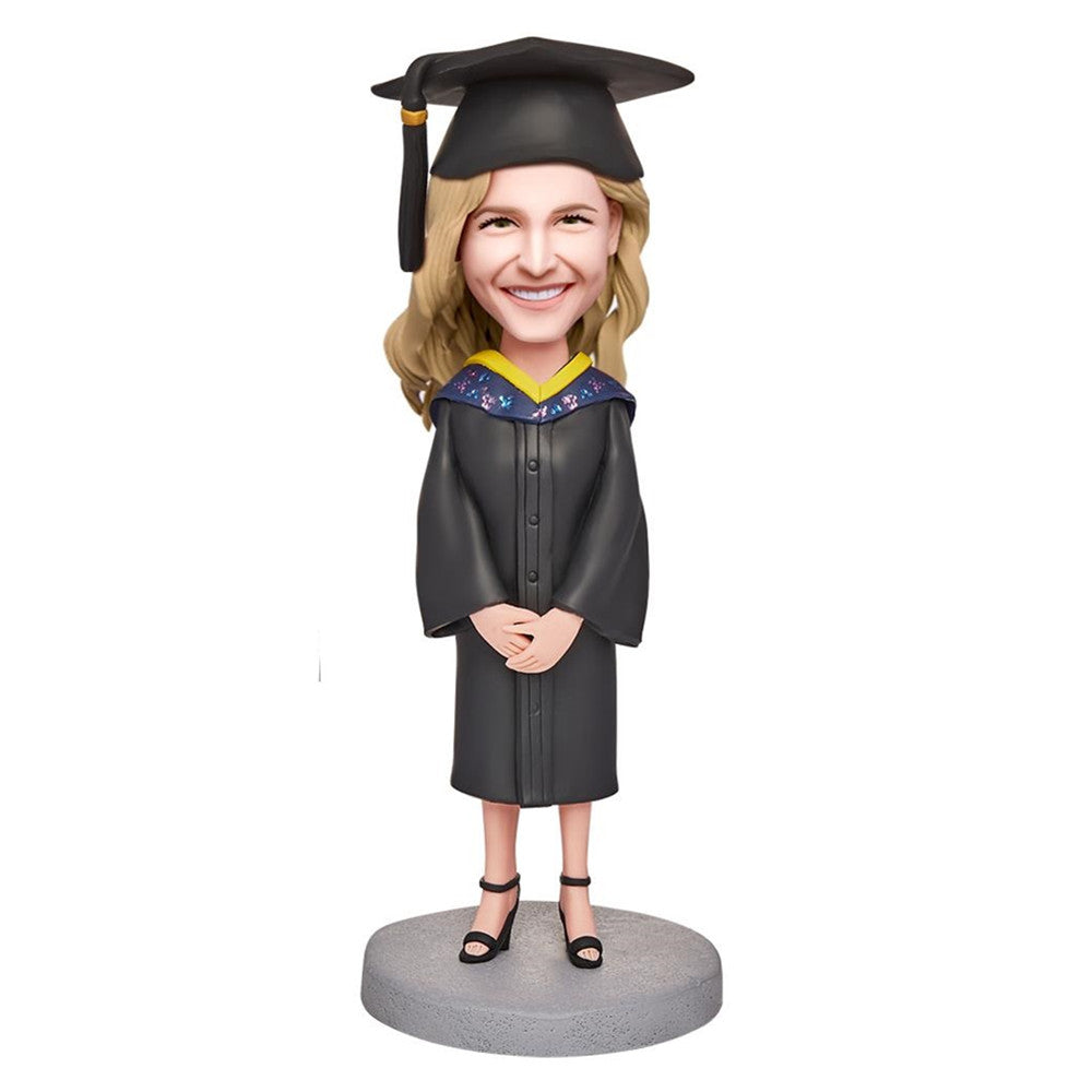 Happy Graduation Girl Custom Bobbleheads With Engraved Text-Blongser