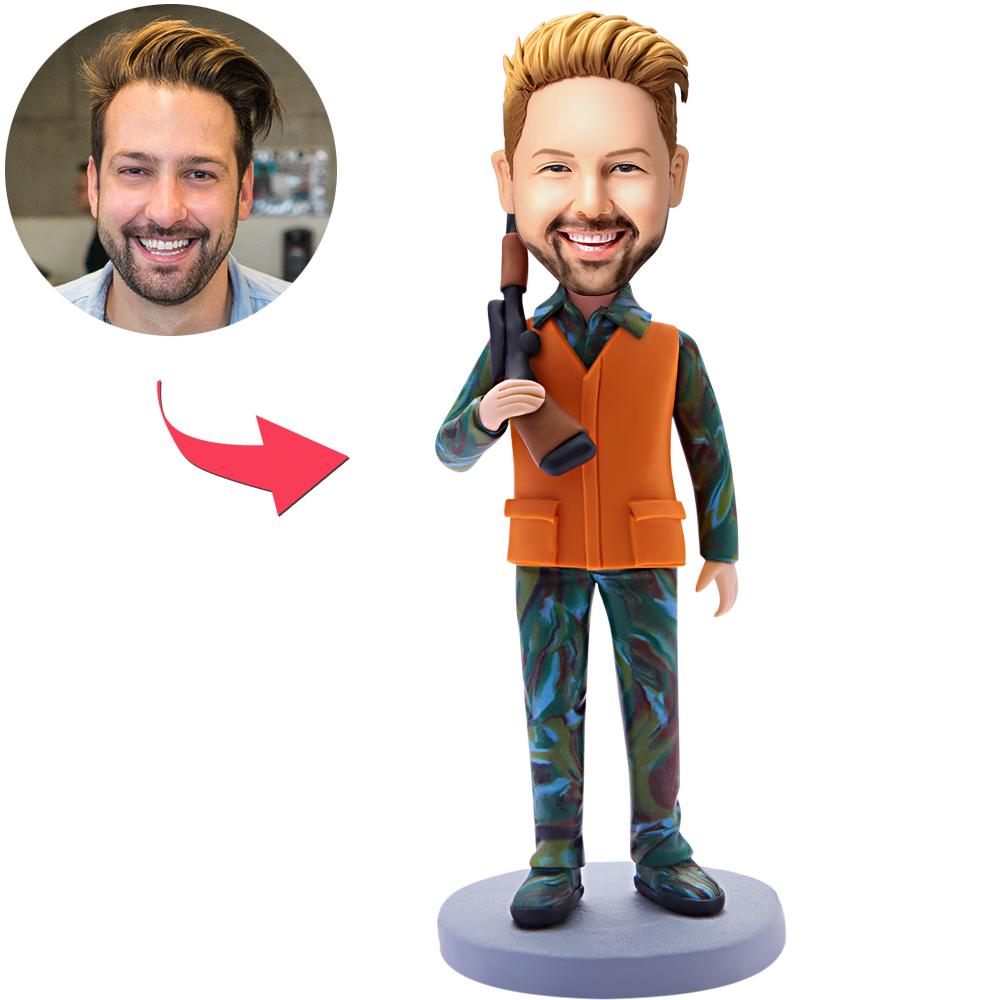 Custom Bobblehead Hunter Man With Engraved Text-Blongser